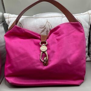 Dooney and Bourke Barbie Pink Shoulder Bag with Brown Accents Gold Hardware D&B